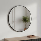 Nova Round Metal Framed Wall Mirror 80cm - Black