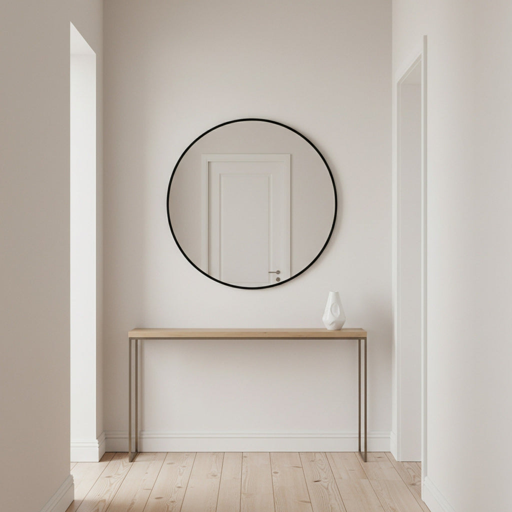 Nova Round Metal Framed Wall Mirror 80cm - Black