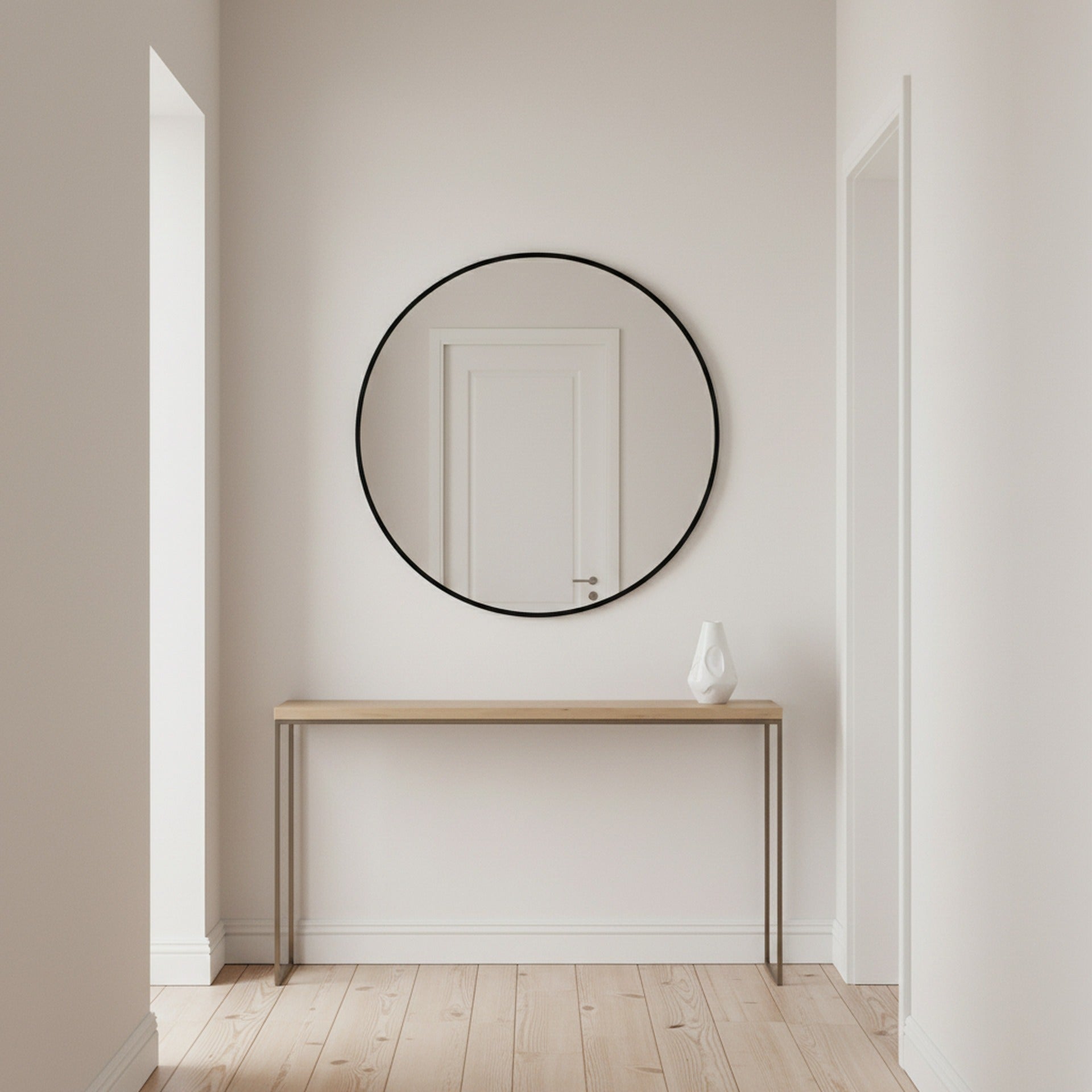 Nova Round Metal Framed Wall Mirror 80cm - Black