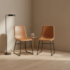 Grayson PU Leather Dining Chair - Set of 2 - Caramel Tan