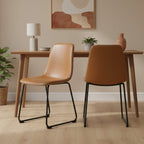 Grayson PU Leather Dining Chair - Set of 2 - Caramel Tan