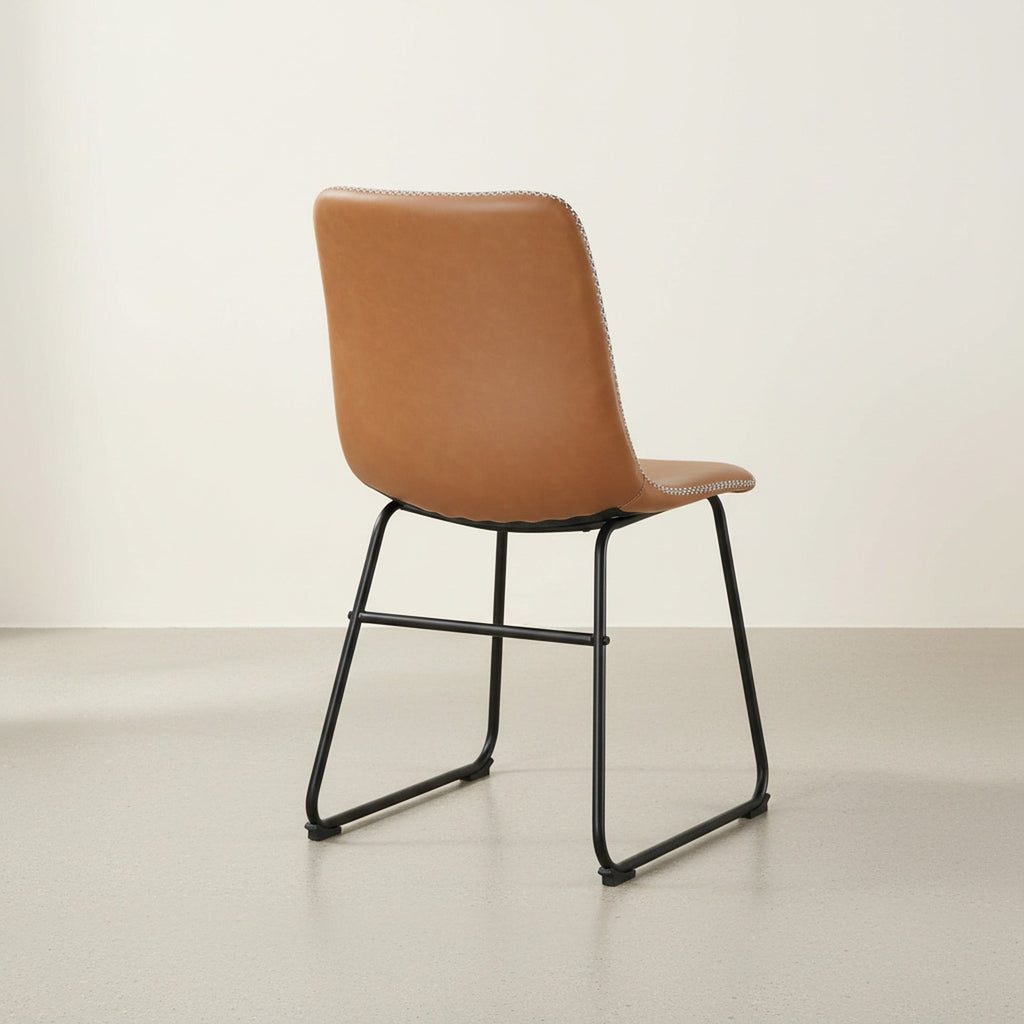 Grayson PU Leather Dining Chair - Set of 2 - Caramel Tan