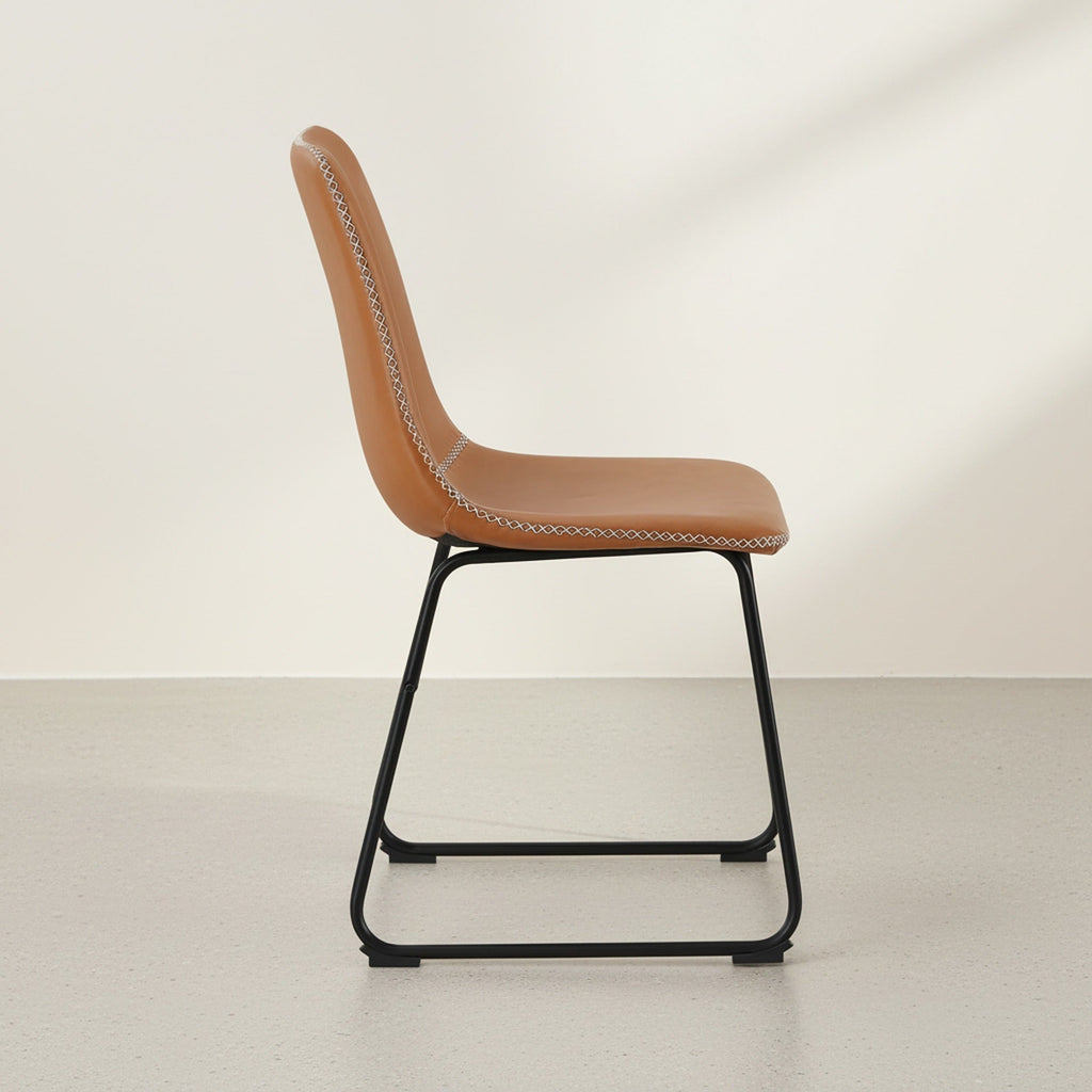 Grayson PU Leather Dining Chair - Set of 2 - Caramel Tan