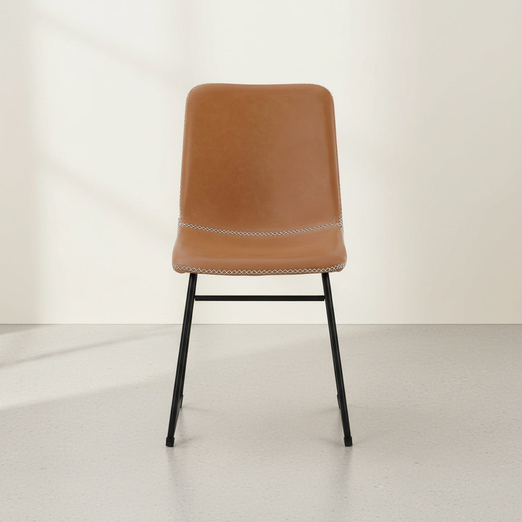 Grayson PU Leather Dining Chair - Set of 2 - Caramel Tan