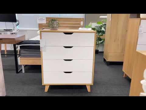 SCHERTZ Wooden Tallboy 4 Drawers - Oak