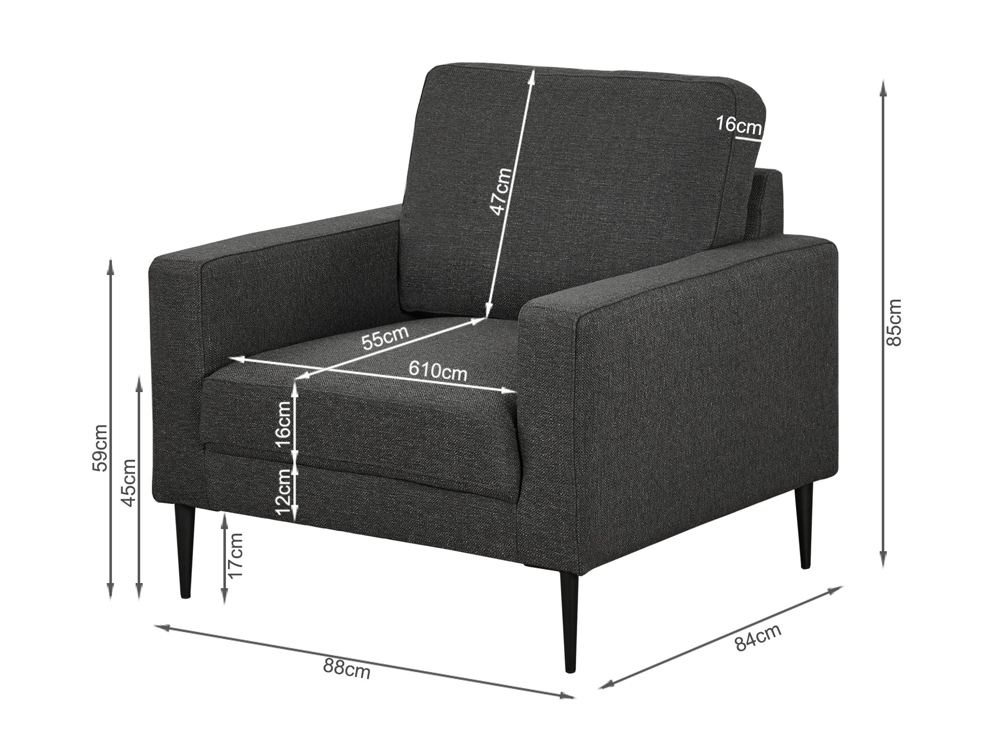 Toronto Occasional Chair - Dark Grey