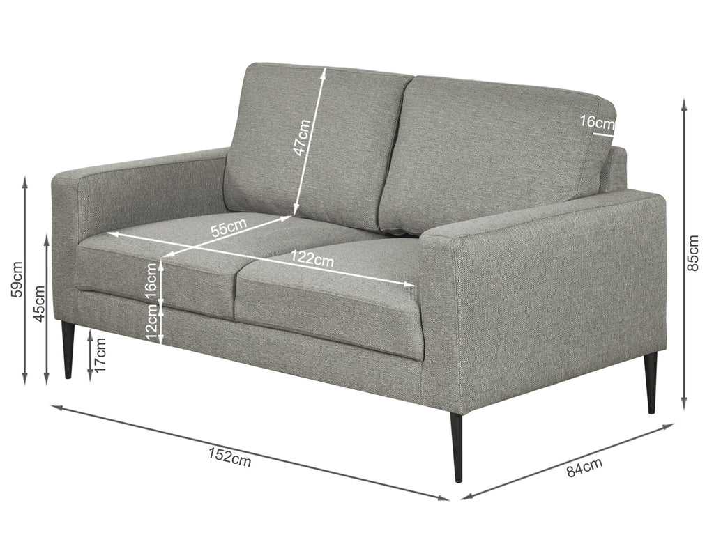 Toronto 2 Seater Sofa - Light Grey