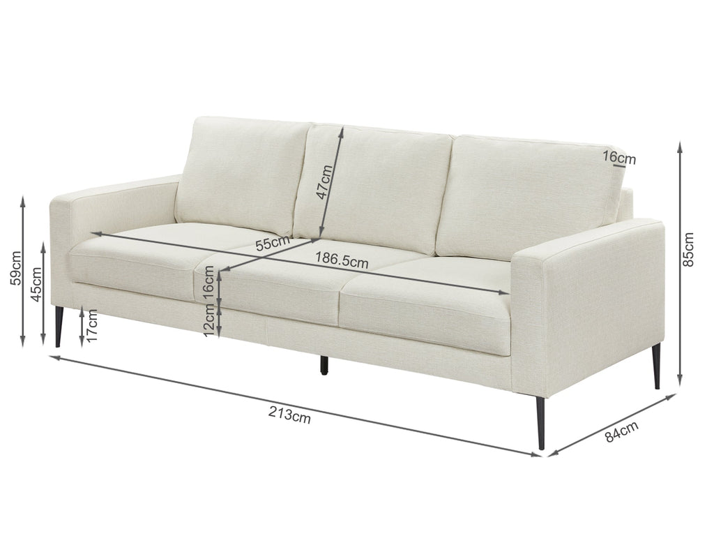 Toronto 3 Seater Sofa - Beige