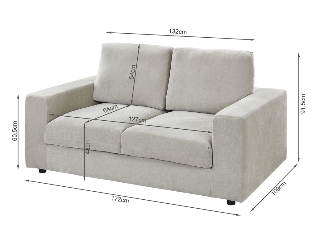 Hamden 2 Seater Sofa - Light Grey