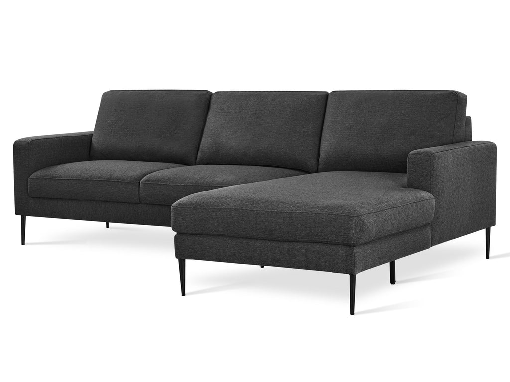 Toronto 3 Seater Sofa with Right Facing Chaise - Dark Grey