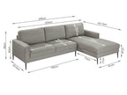 Toronto 3 Seater Sofa with Right Facing Chaise - Light Grey