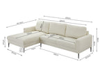 Toronto 3 Seater Sofa with Left Facing Chaise - Beige