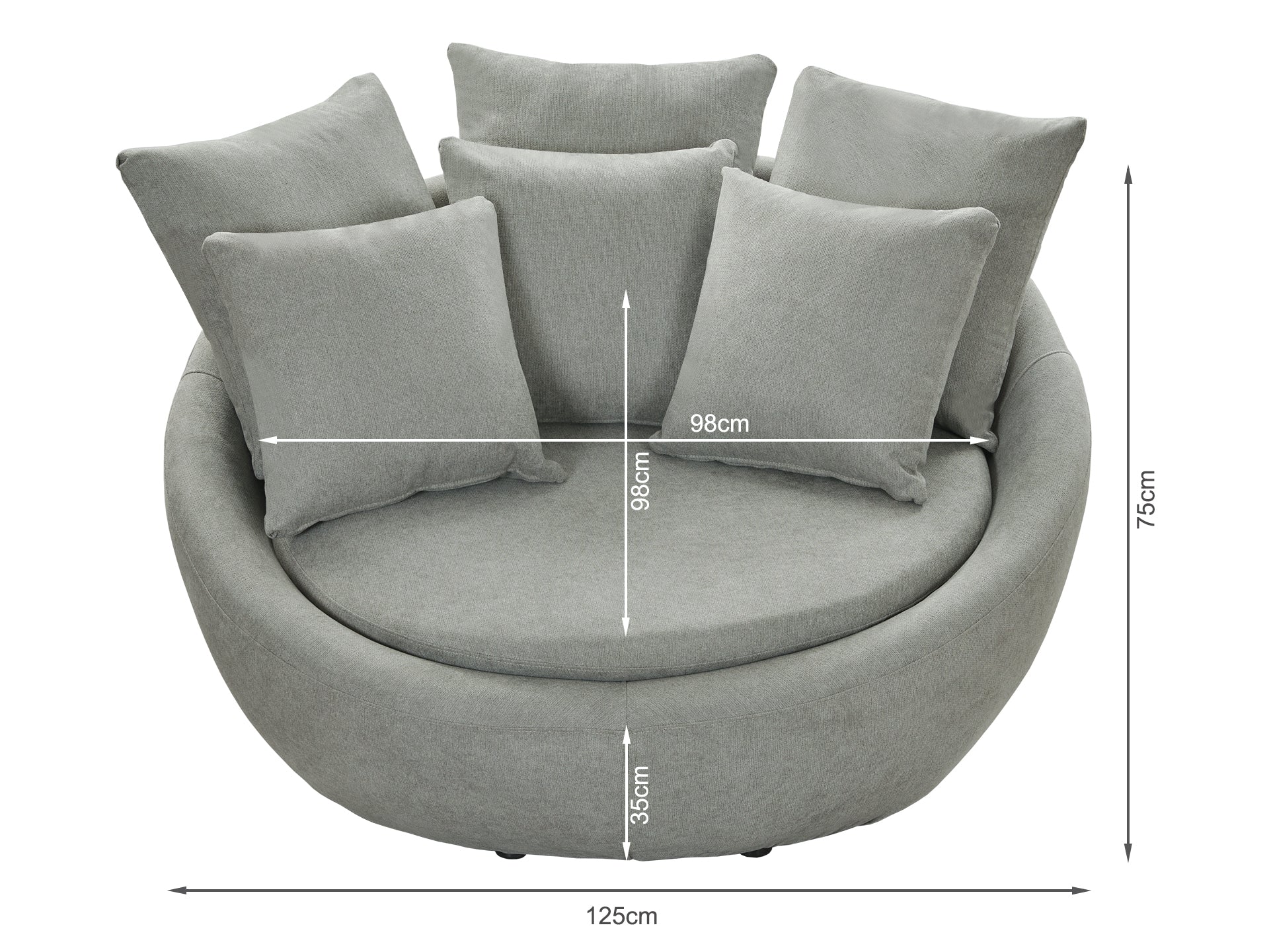 Loveland Round Sofa - Light Grey