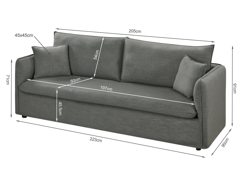 Palmer 3 Seater Sofa - Dark Grey