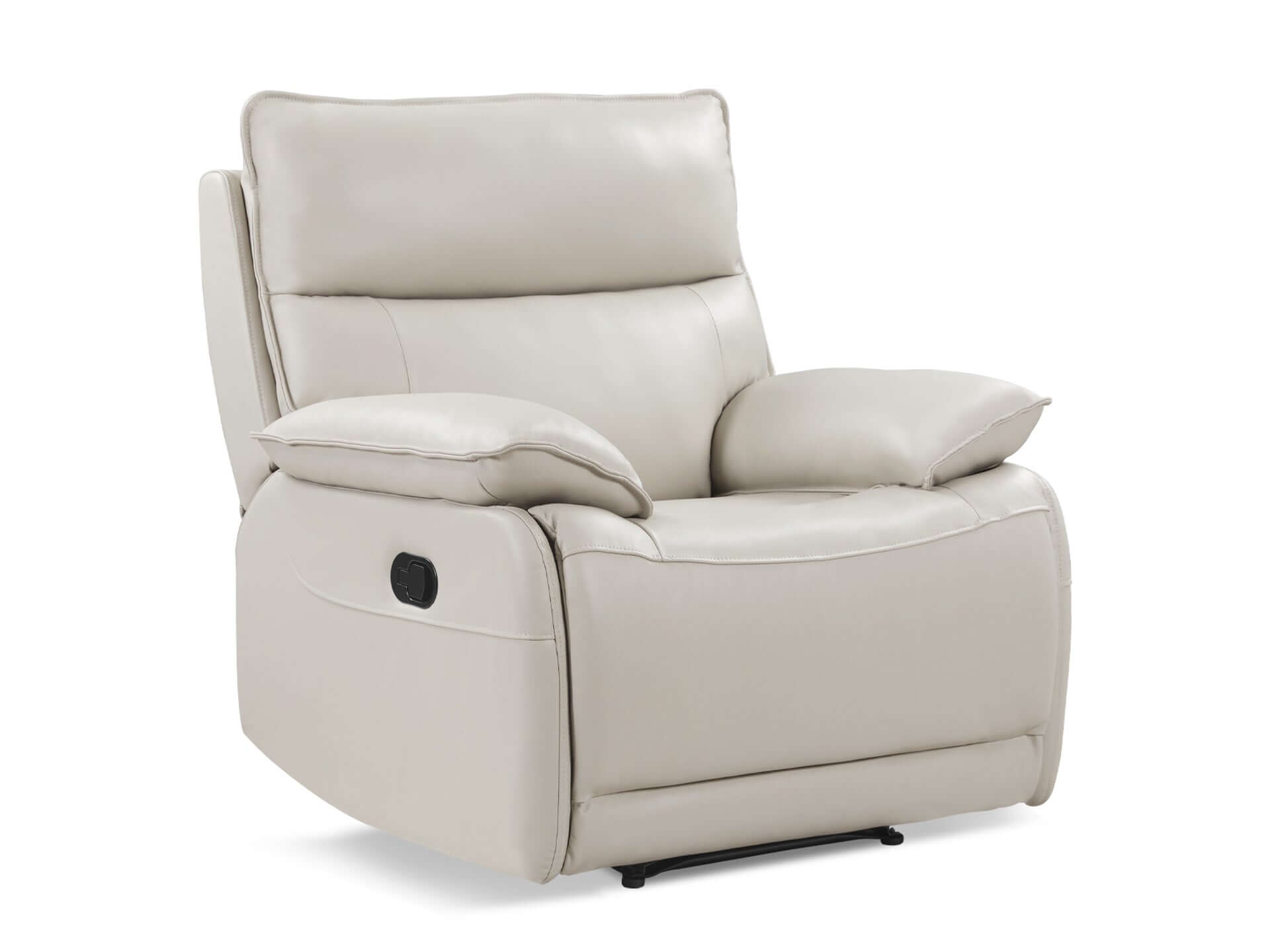 Halcombe Manual Full Leather Recliner Chair - Beige