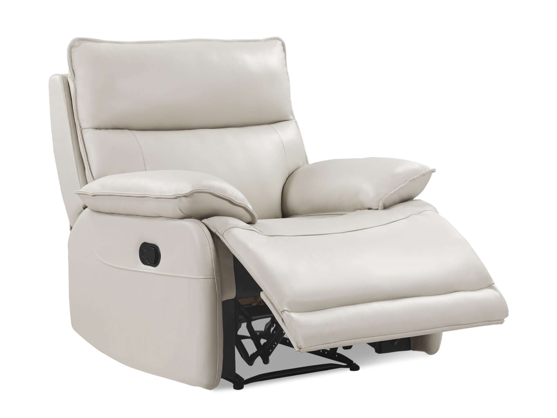 Halcombe Manual Full Leather Recliner Chair - Beige