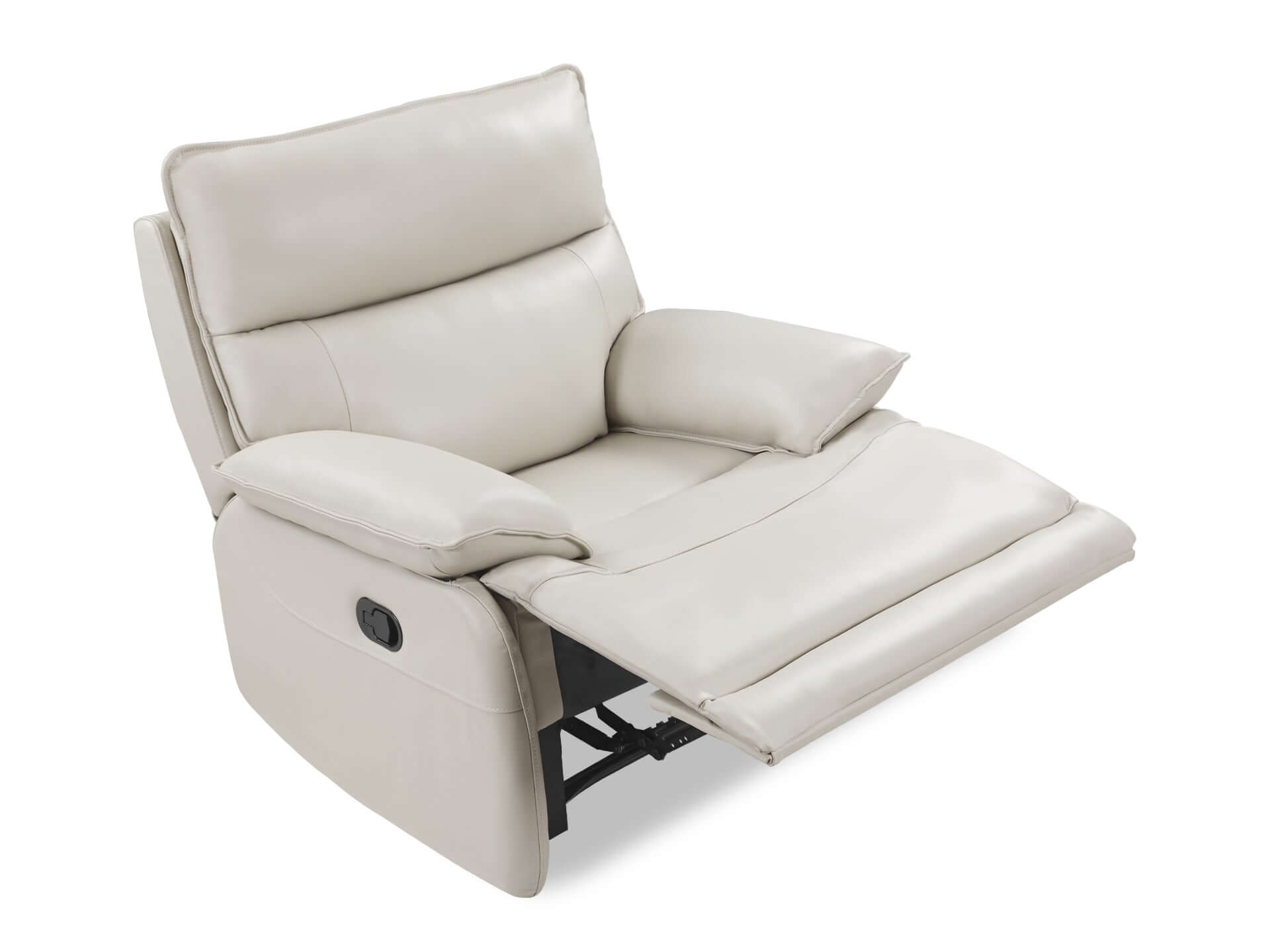 Halcombe Manual Full Leather Recliner Chair - Beige