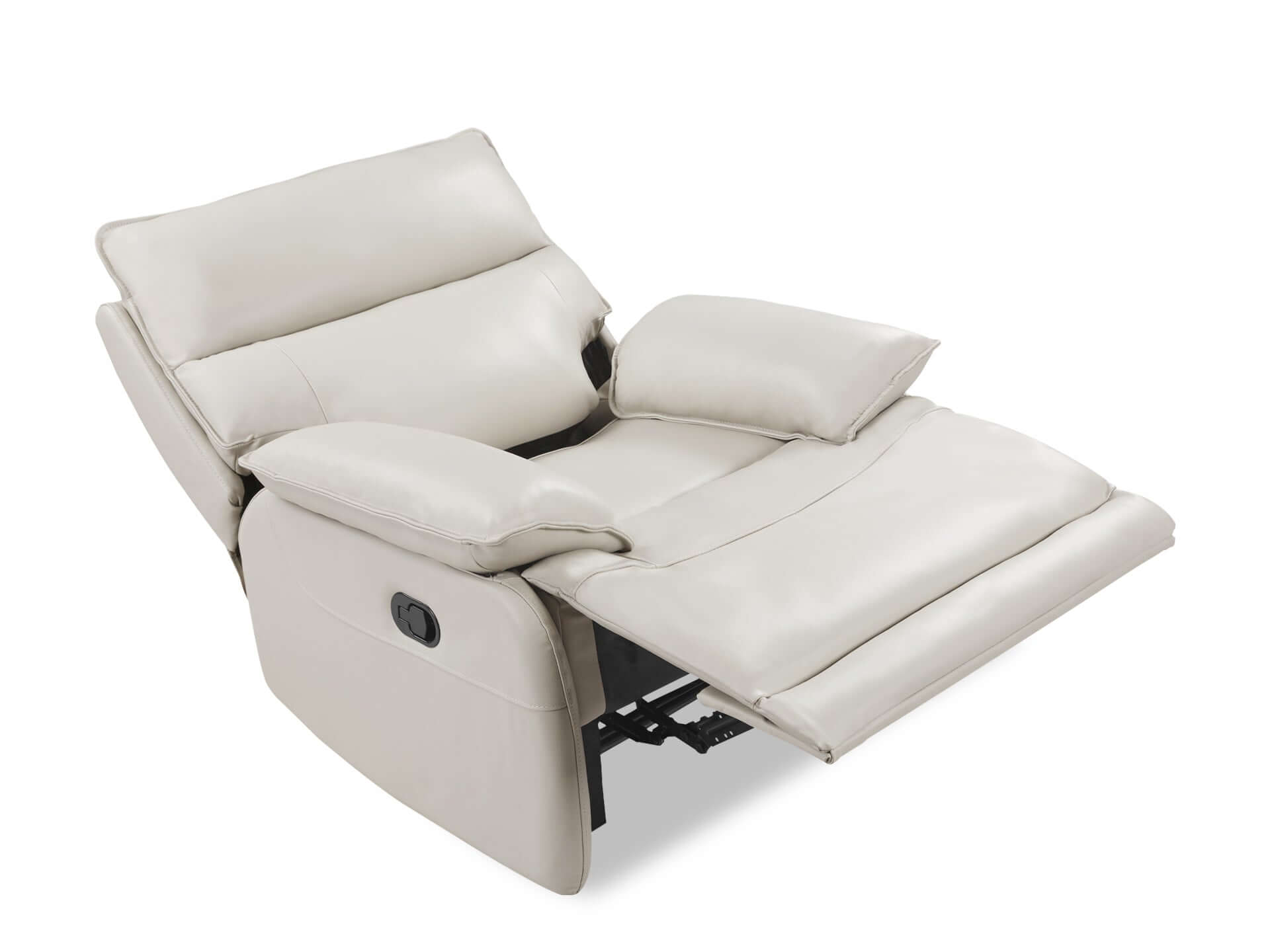 Halcombe Manual Full Leather Recliner Chair - Beige