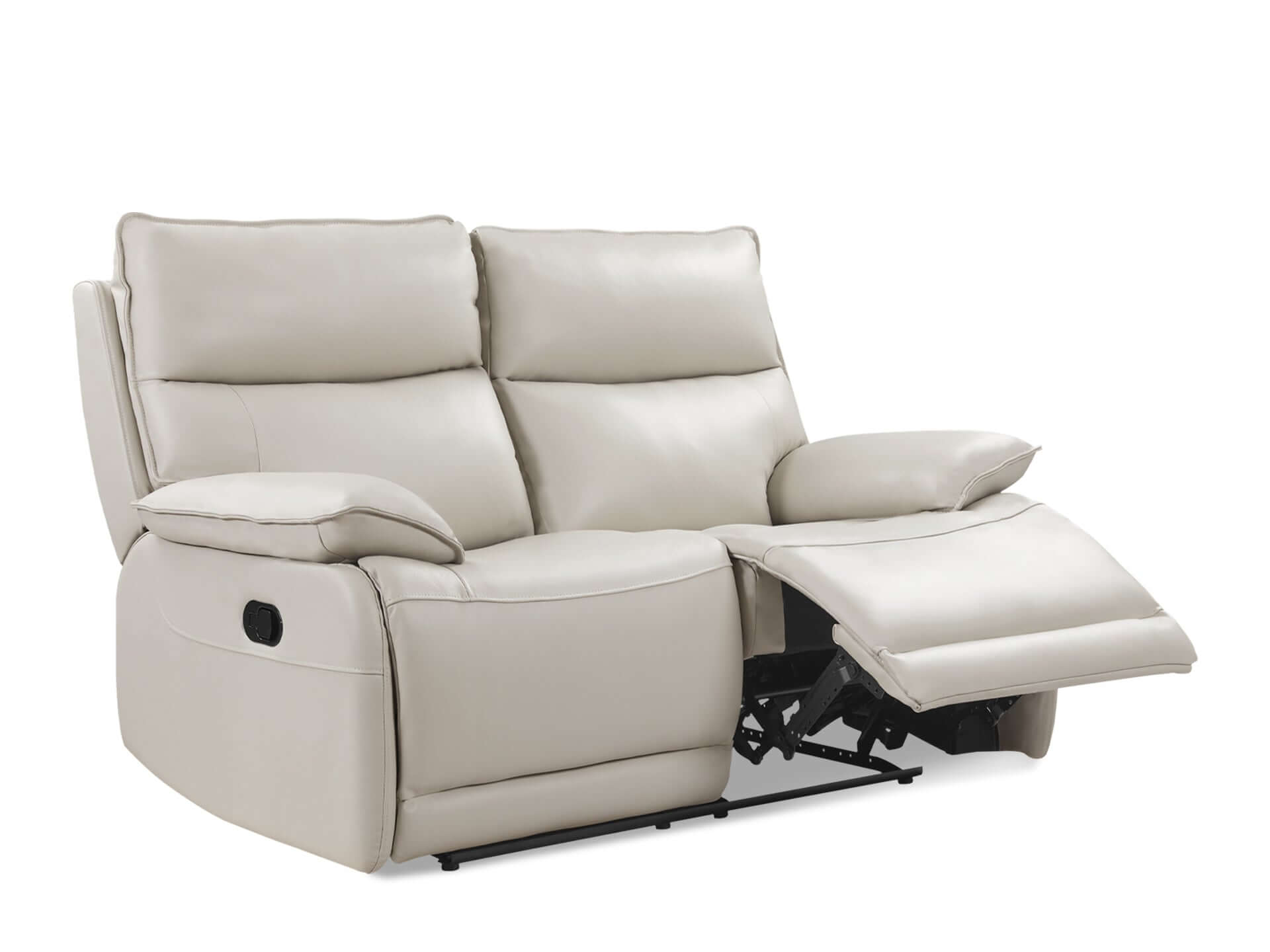 Halcombe Manual Full Leather 2 Seater Recliner Sofa - Beige