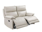 Halcombe Manual Full Leather 2 Seater Recliner Sofa - Beige