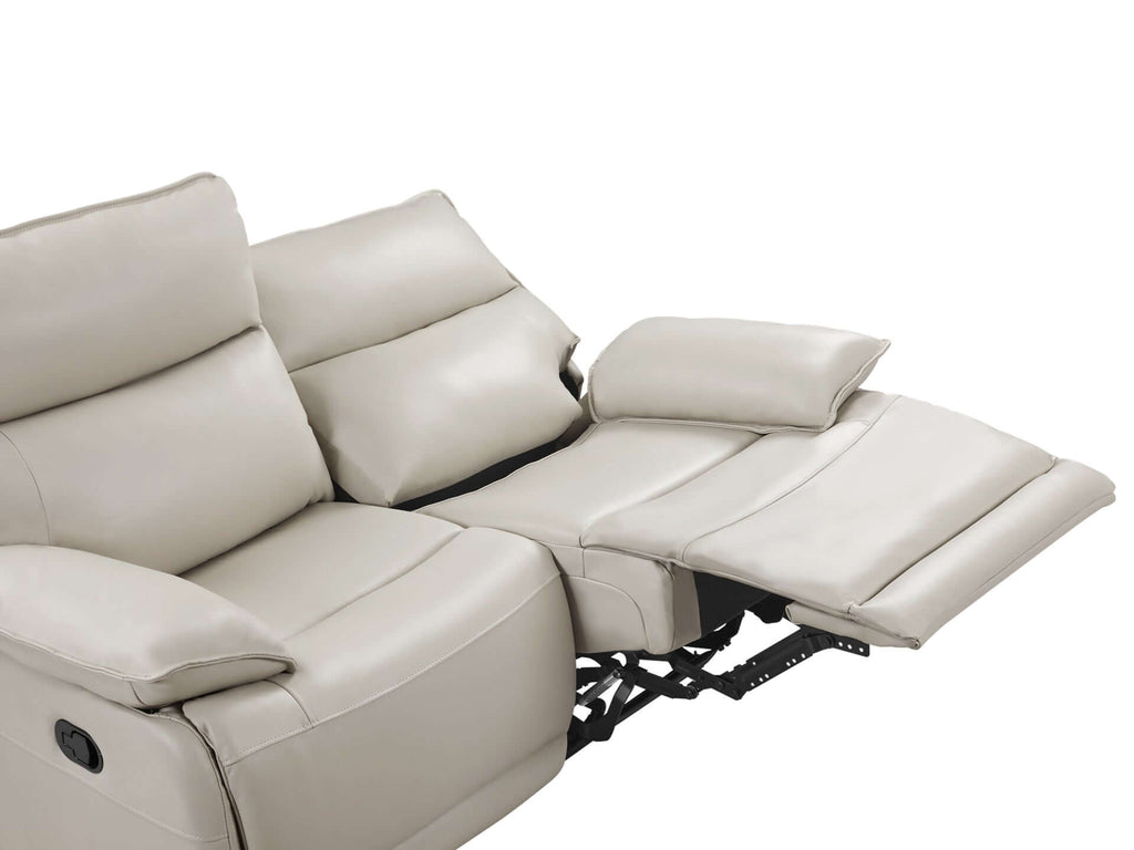 Halcombe Manual Full Leather 2 Seater Recliner Sofa - Beige