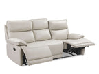 Halcombe Manual Full Leather 3 Seater Recliner Sofa - Beige