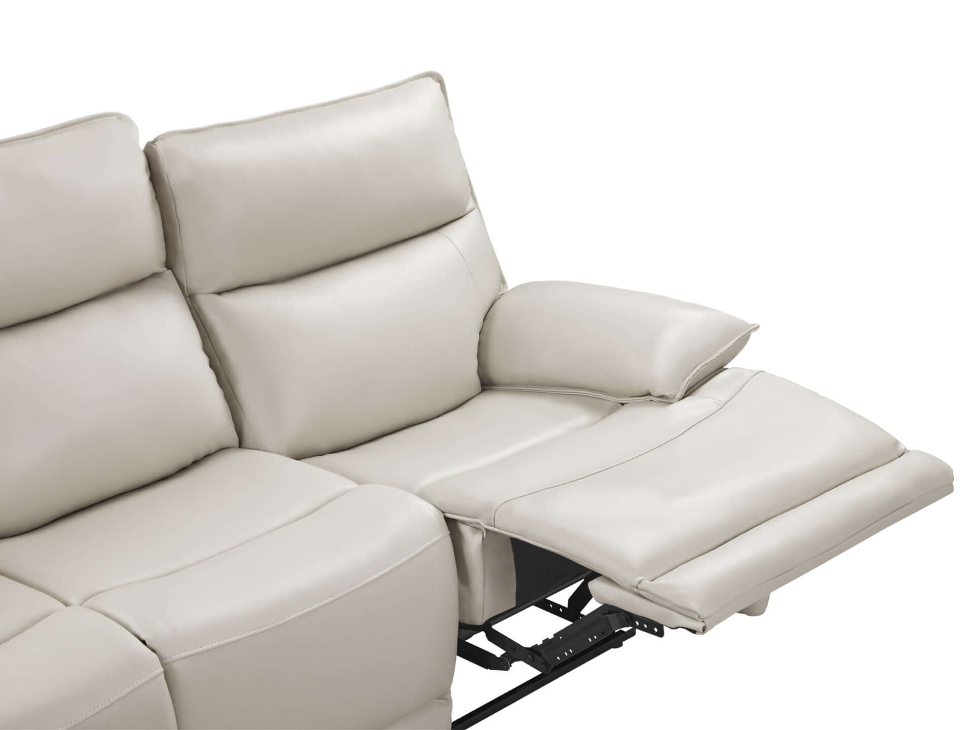 Halcombe Manual Full Leather 3 Seater Recliner Sofa - Beige