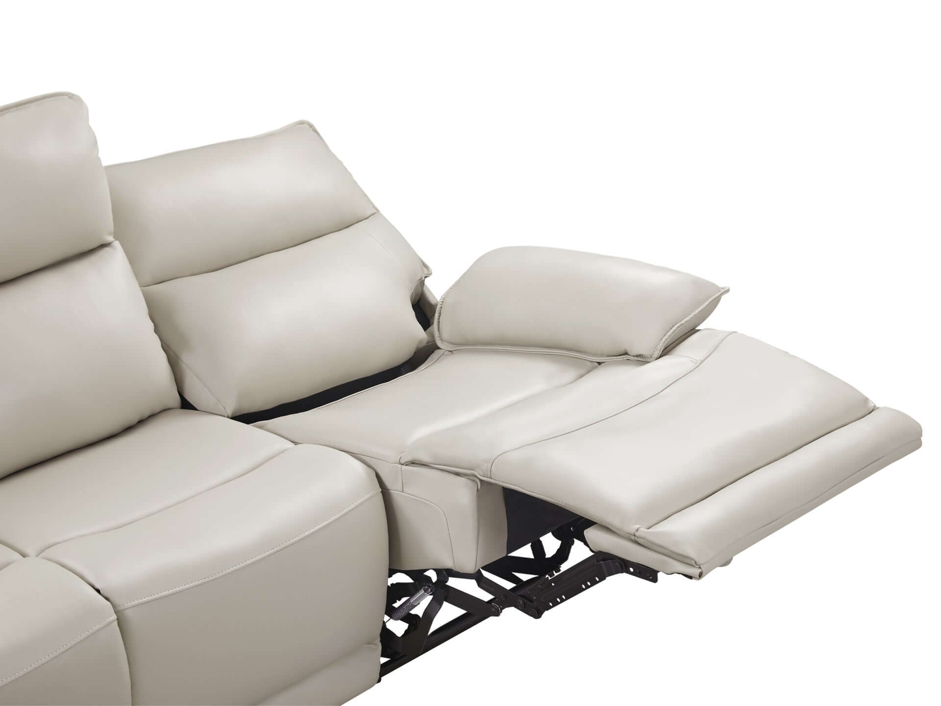 Halcombe Manual Full Leather 3 Seater Recliner Sofa - Beige