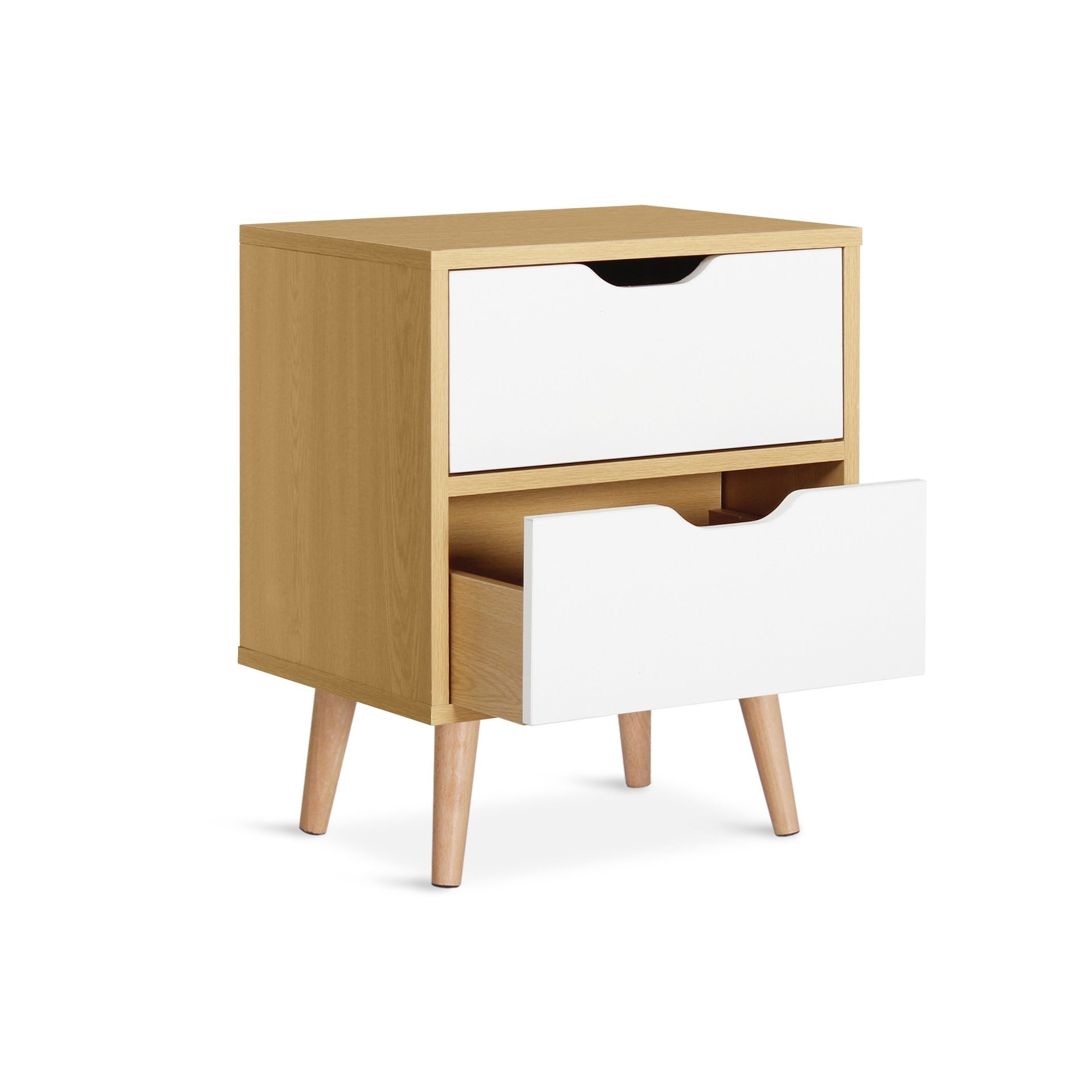 LOY Bedside Table - Maple + White