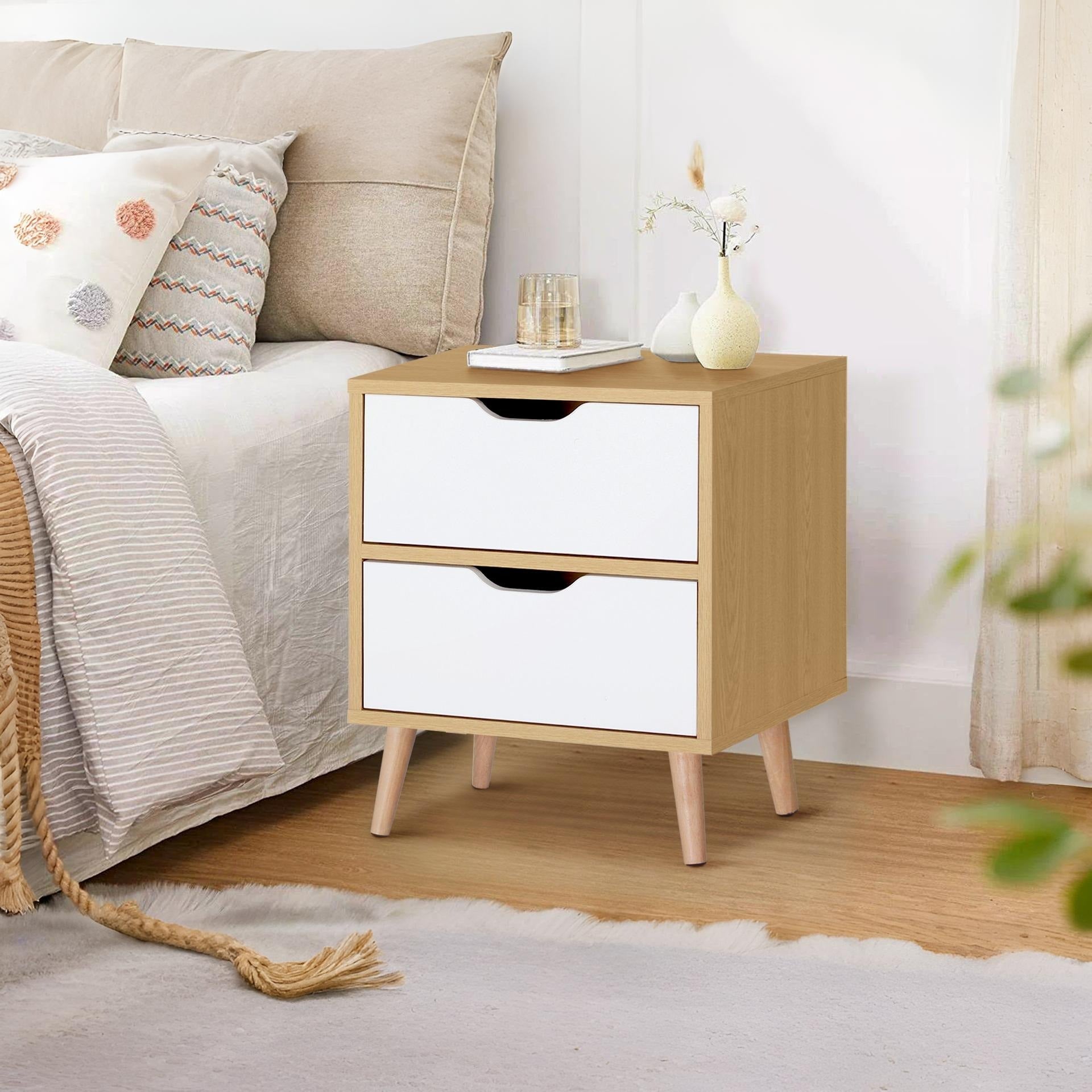 LOY Bedside Table - Maple + White