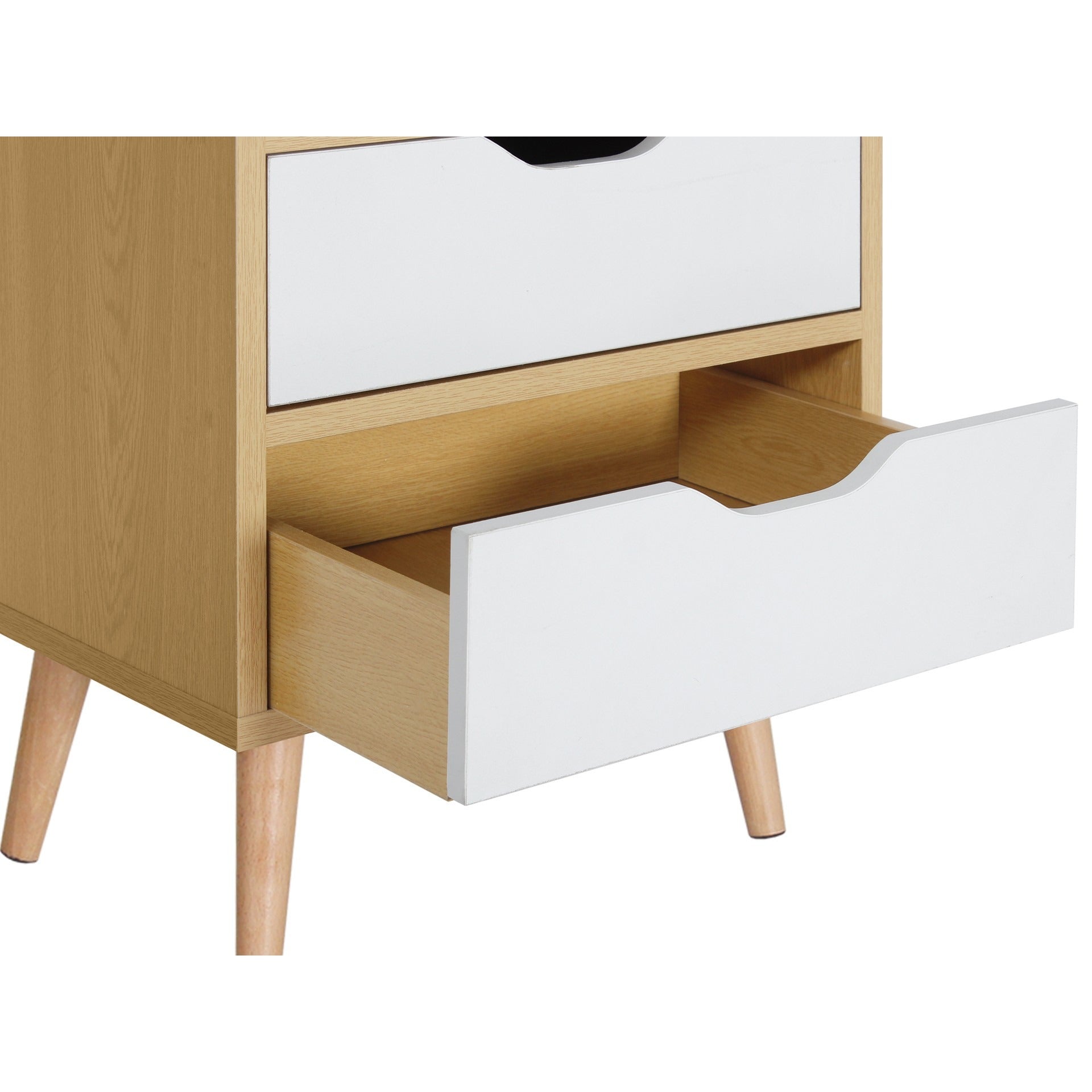 DREW Bedside Table - Maple + White