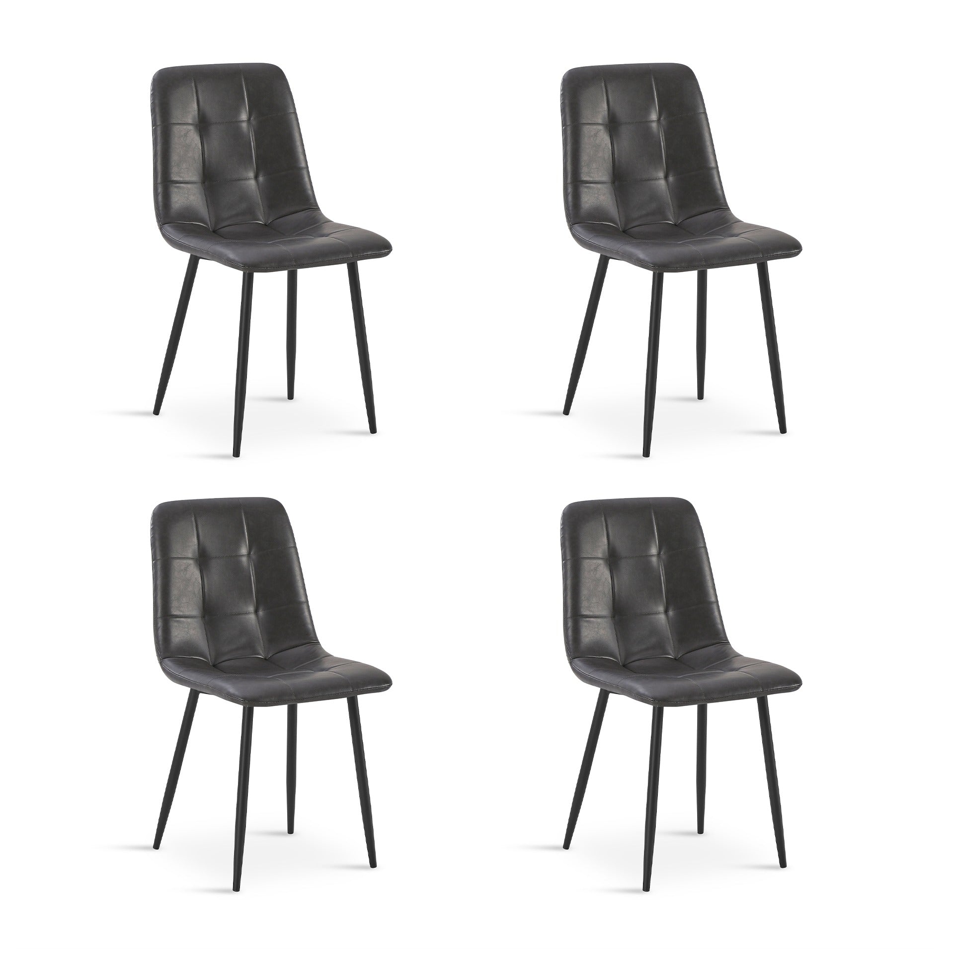 David PU Leather Dining Chair - Set of 4 - Grey