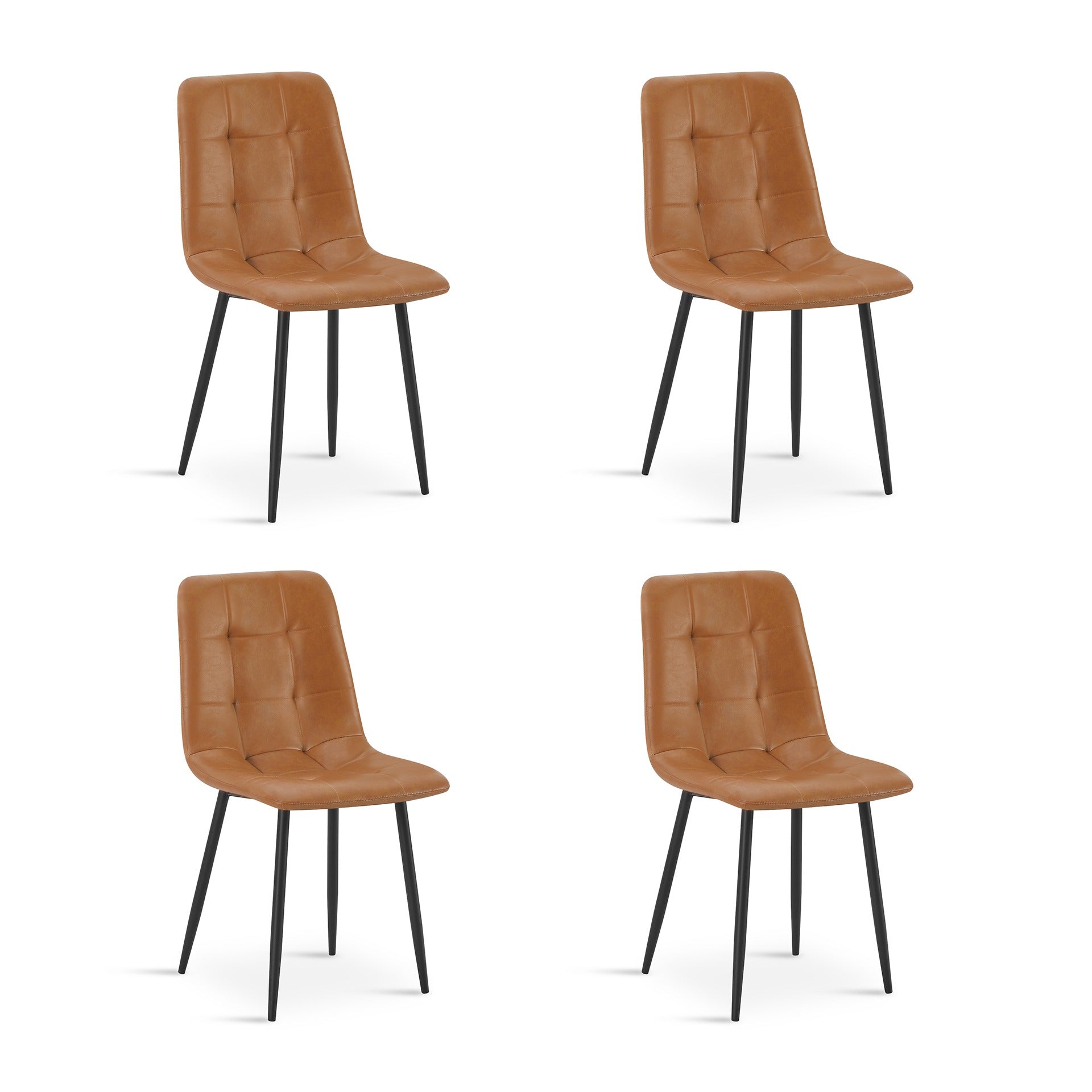 David PU Leather Dining Chair - Set of 4 - Orange