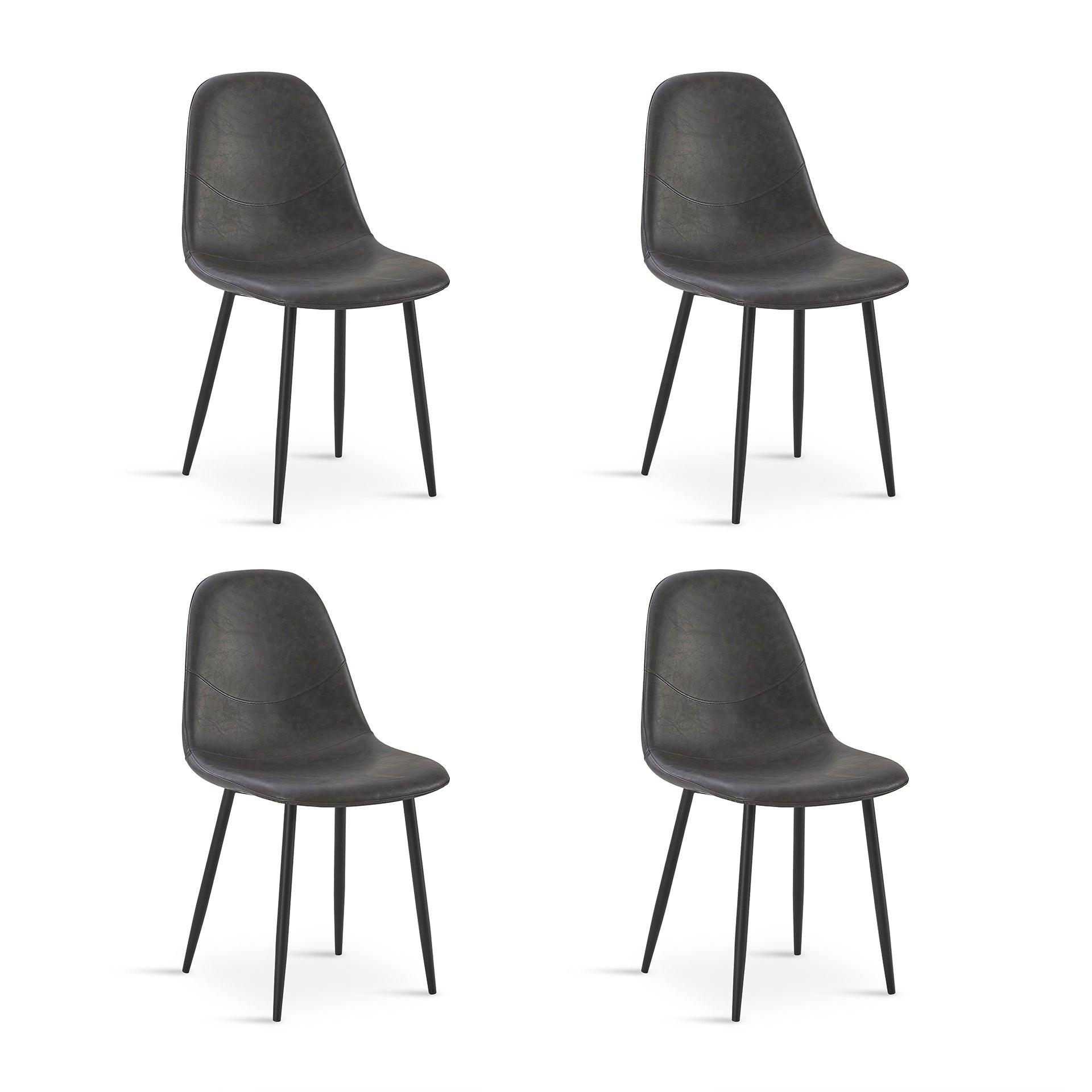 Matthew PU Leather Dining Chair - Set of 4 - Grey