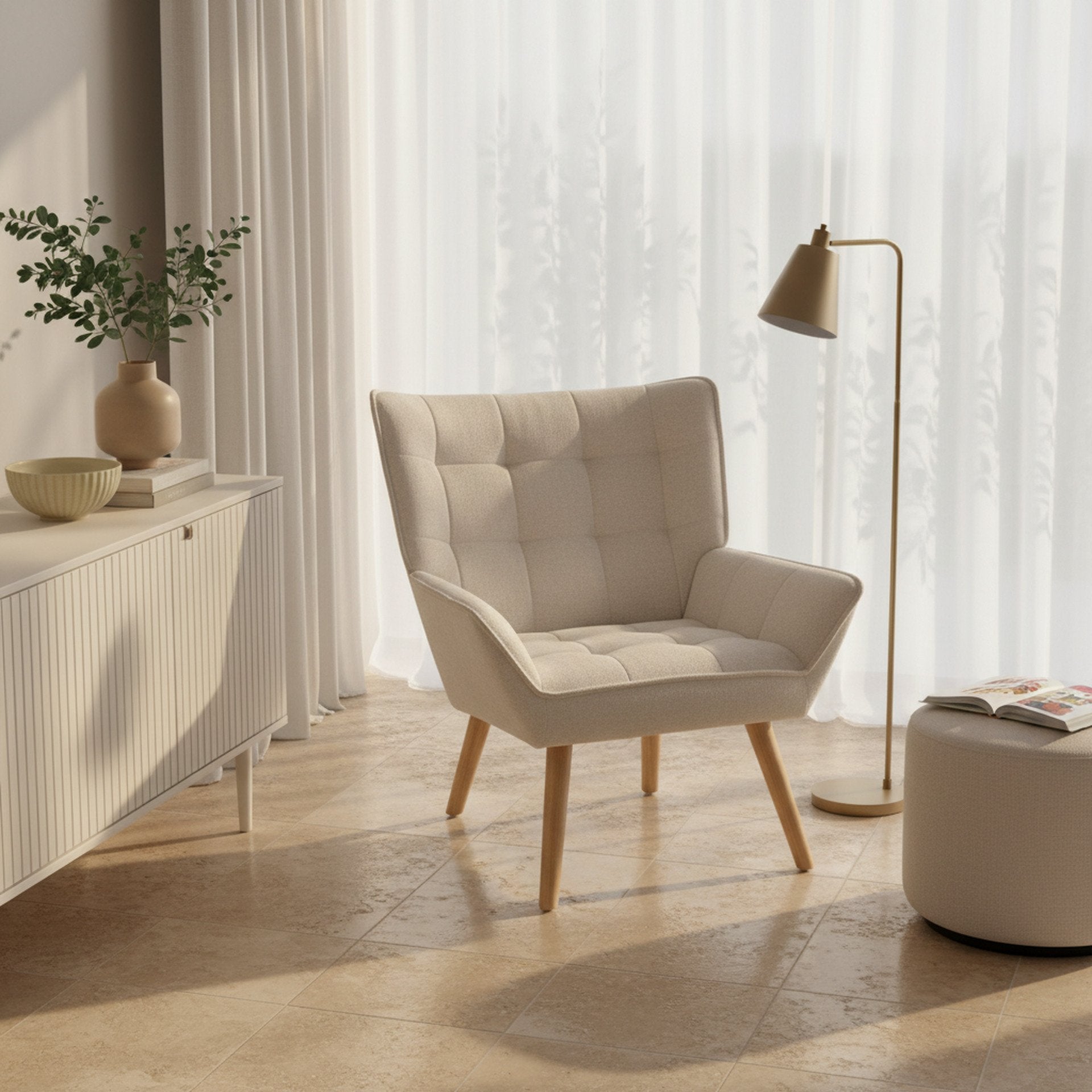 Amelia Rubberwood Armchair - White