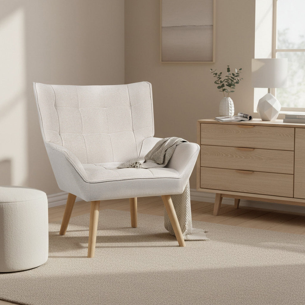 Amelia Rubberwood Armchair - White