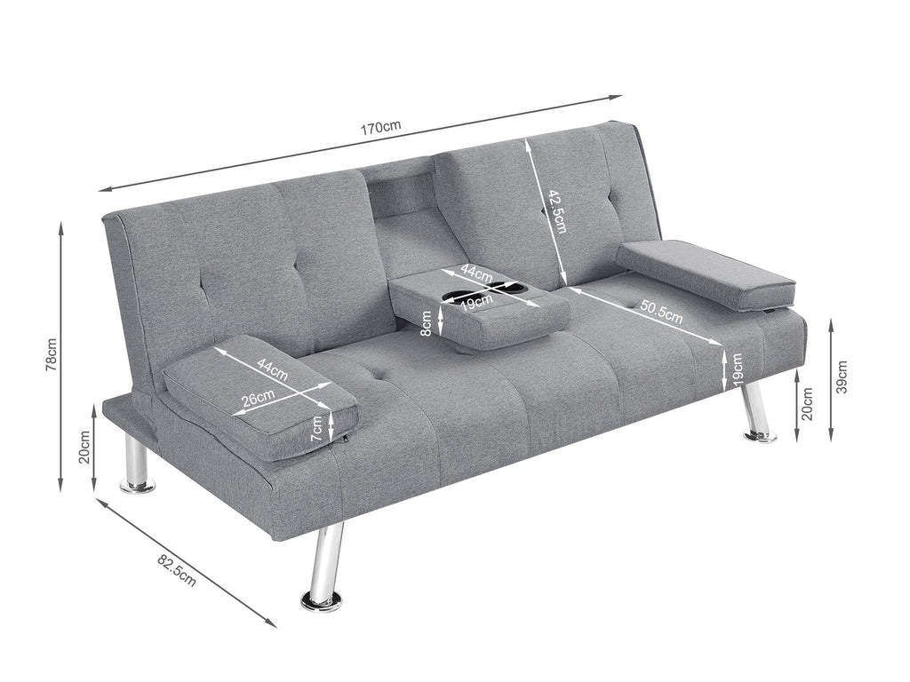 Arleth 3 Seater Sofa Bed - Light Grey