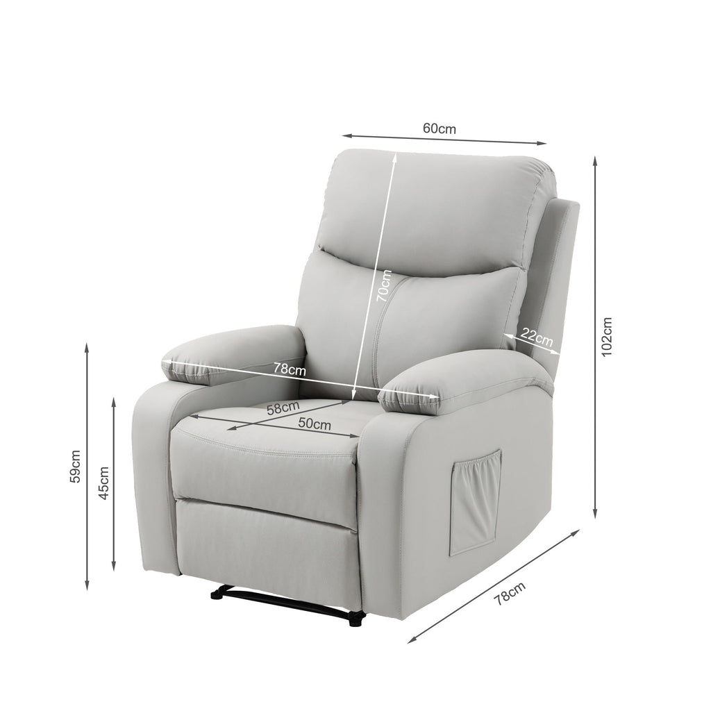 Haven PU Manual Recliner Chair - Light Grey