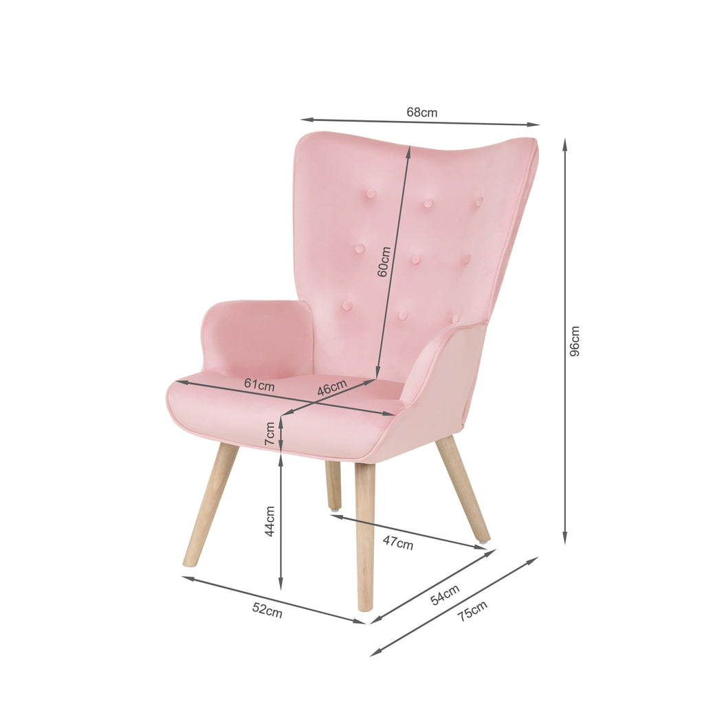 Olivia Armchair with Ottoman - Pink