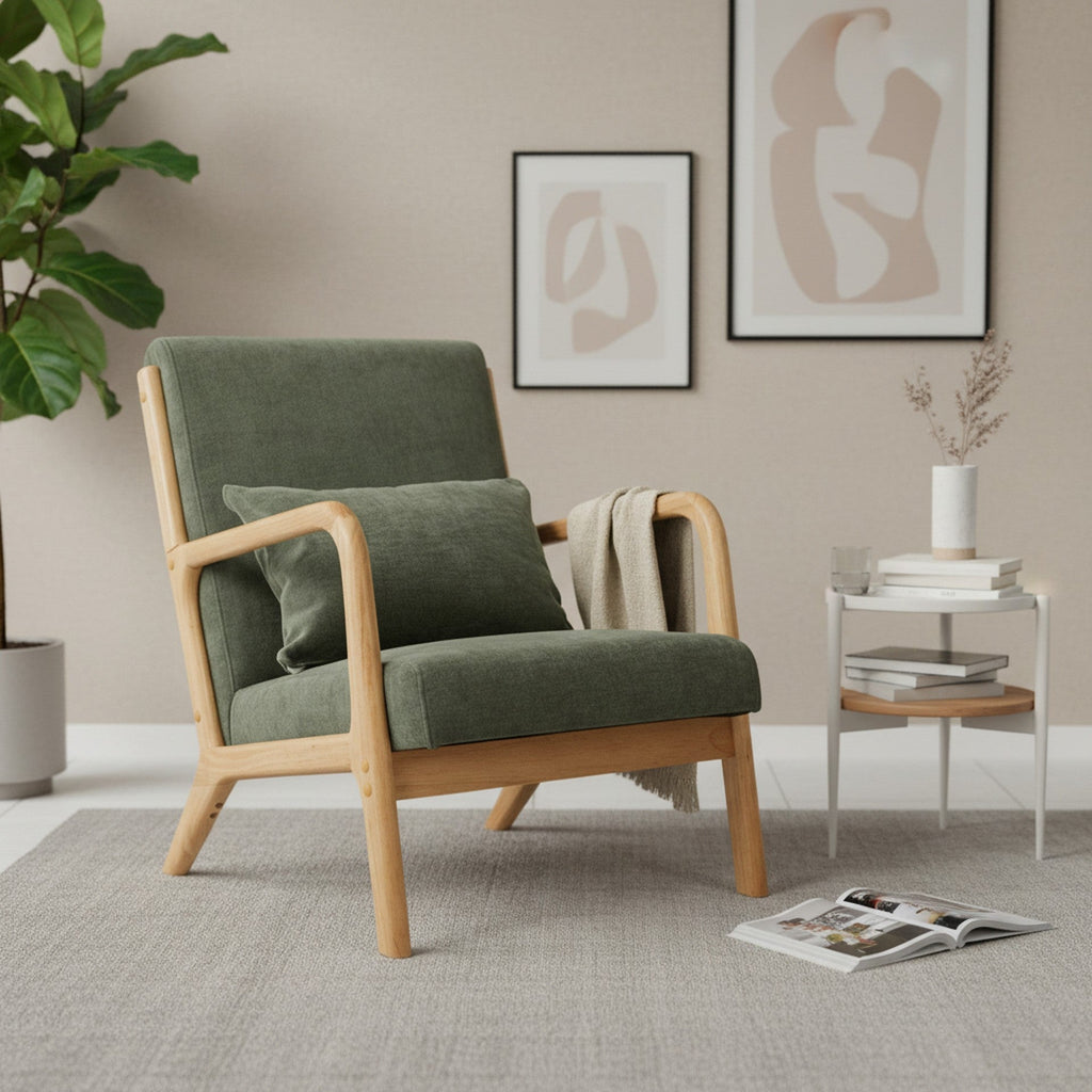 Taru Linen Armchair - Dark Green