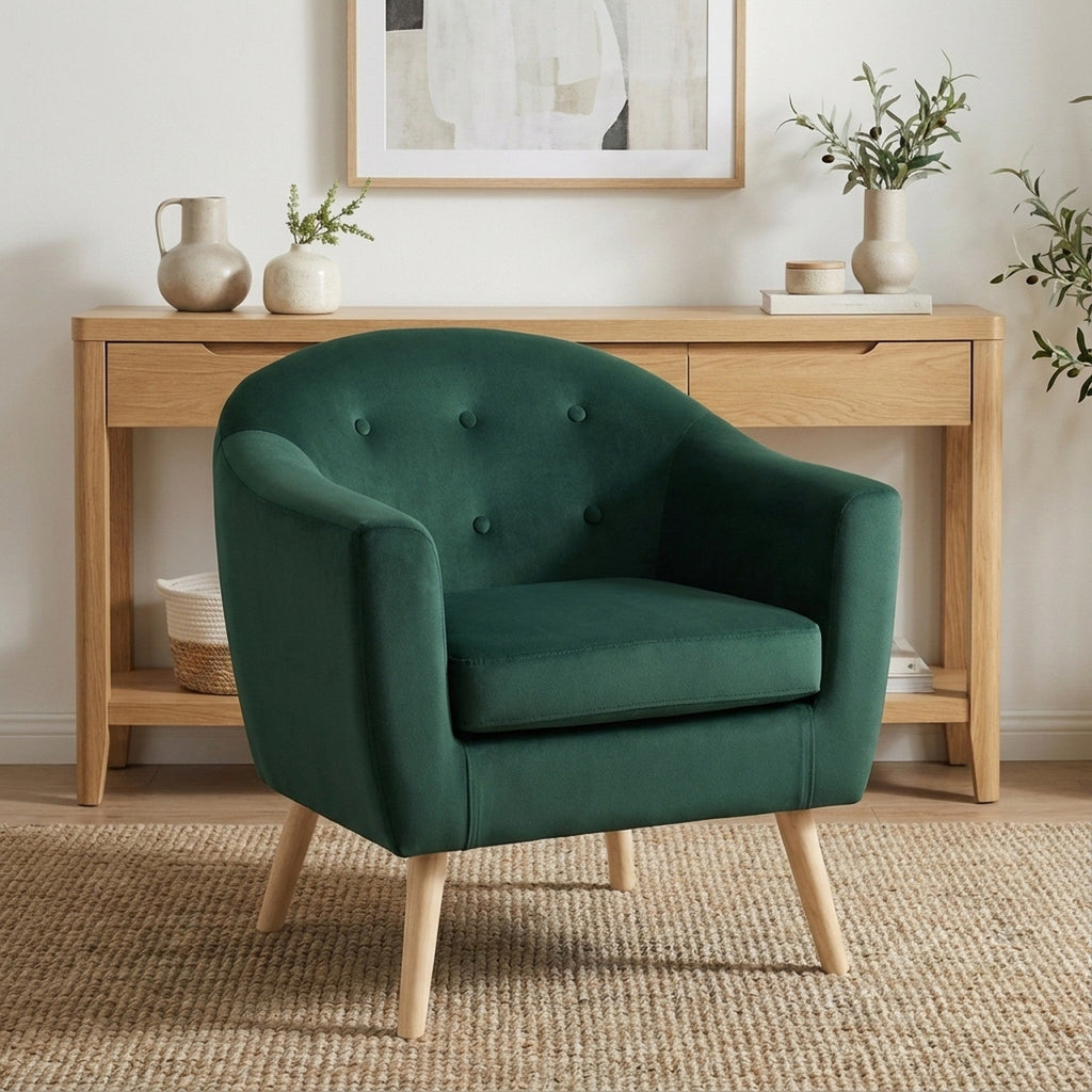 Millo Velvet Armchair - Dark Green