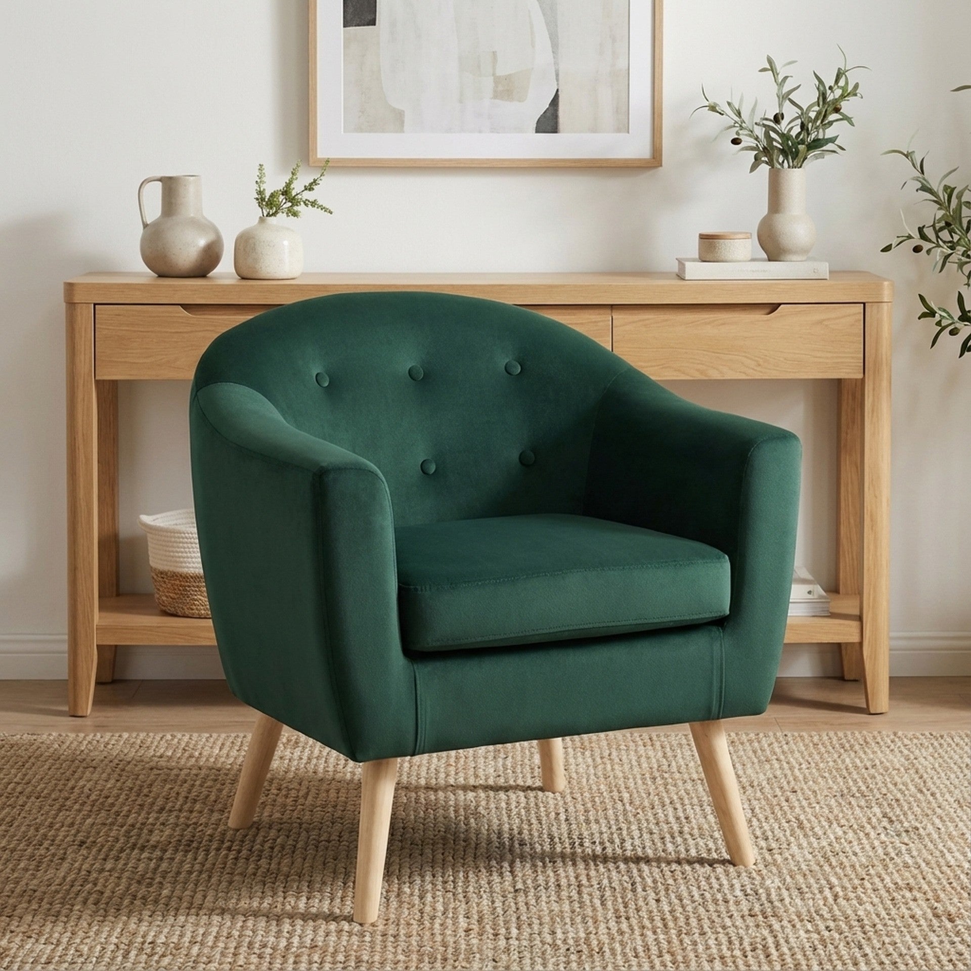 Millo Velvet Armchair - Dark Green