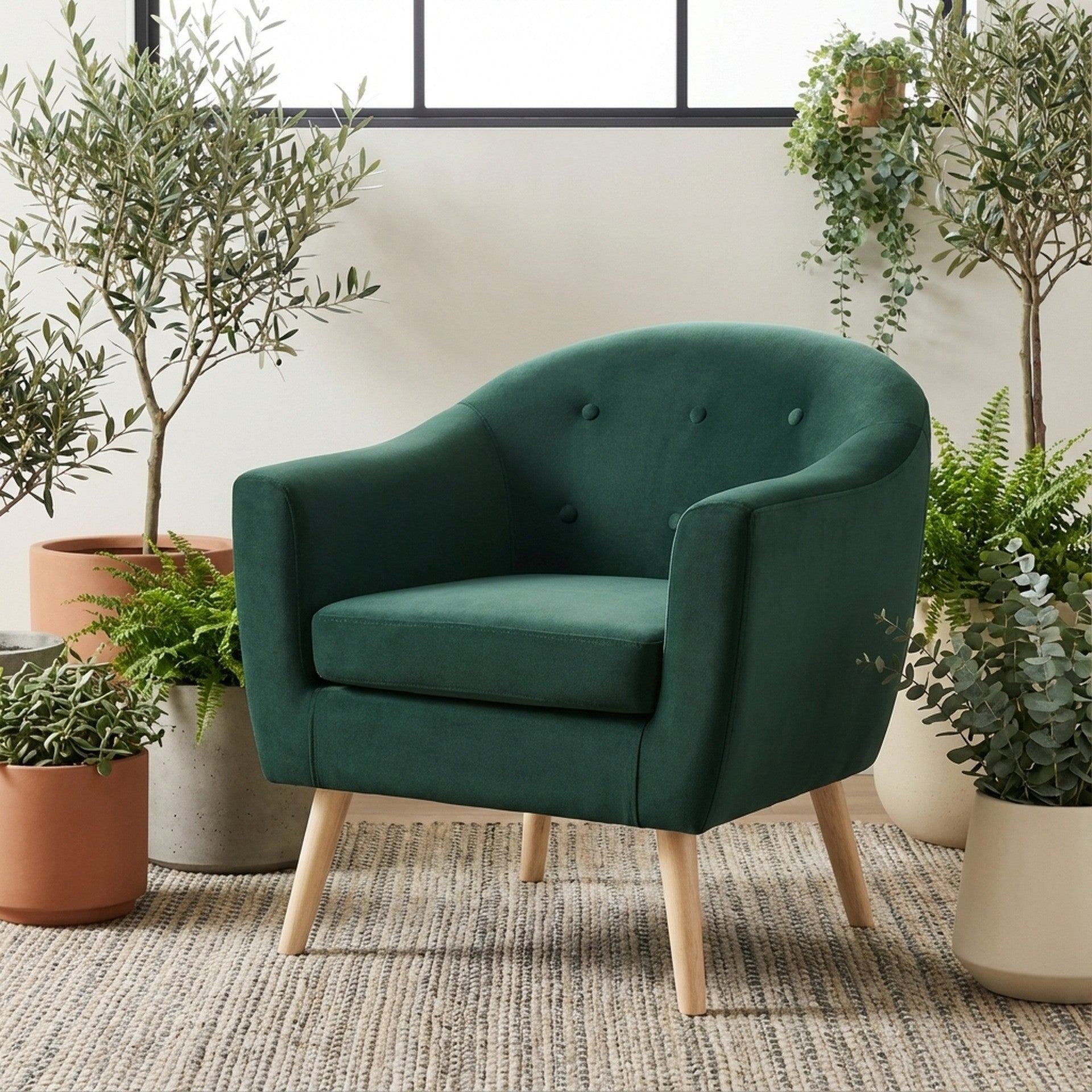 Millo Velvet Armchair - Dark Green