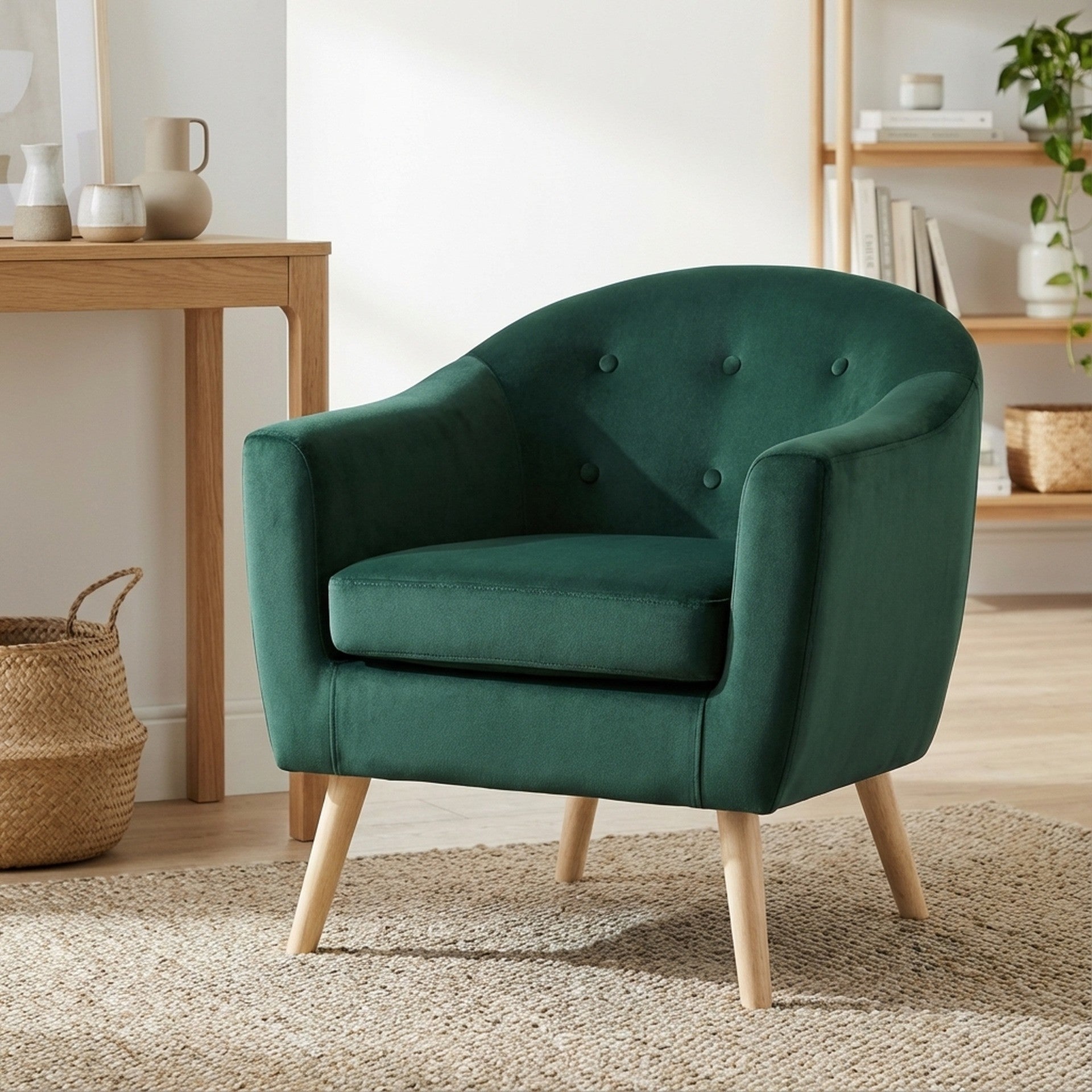 Millo Velvet Armchair - Dark Green