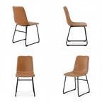 Grayson PU Leather Dining Chair - Set of 2 - Caramel Tan