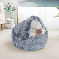Soft Plush Cat Cave Bed - Grey