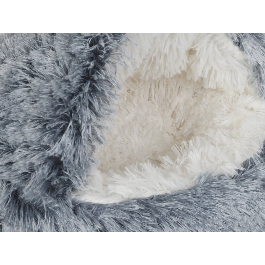 Soft Plush Cat Cave Bed - Grey