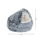 Soft Plush Cat Cave Bed - Grey