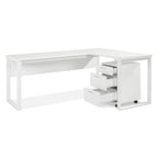 Nakia Computer Corner Desk with Filing Cabinet - White
