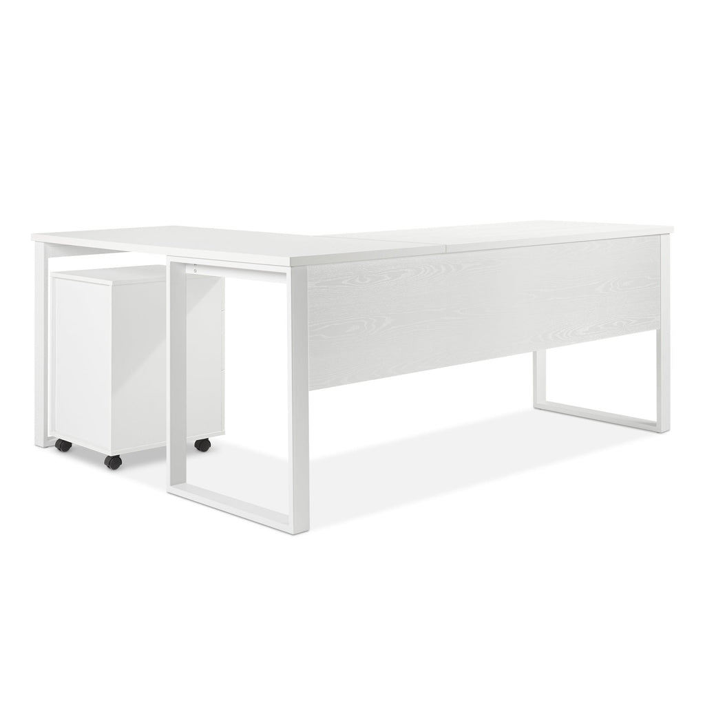 Nakia Computer Corner Desk with Filing Cabinet - White